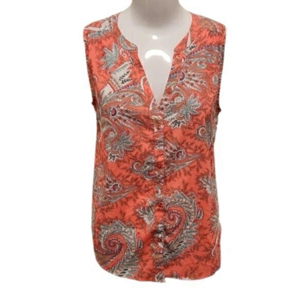 [American Eagle] V-neck Printed Button Down Blouse - Size S